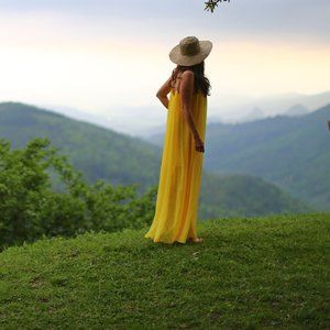 Halston Heritage Lemon Chiffon Maxi Size Small